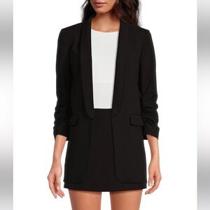 Gianni Bini Jemma Ruched 3/4 Sleeve Shawl Collar Twill Boyfriend Blazer Size 0